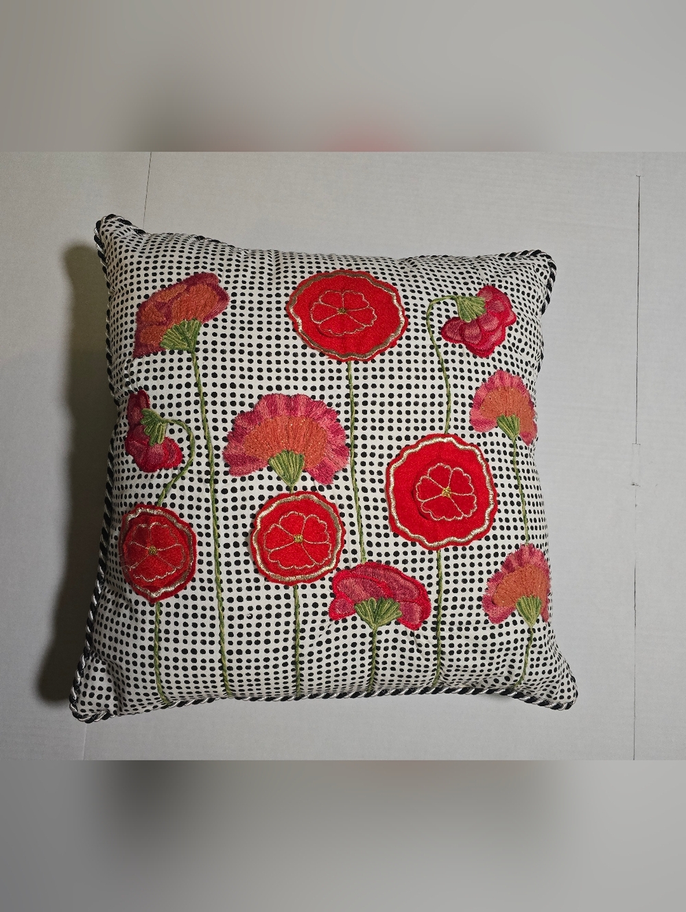 Mackenzie Childs Poppy Flower Throw Pillow